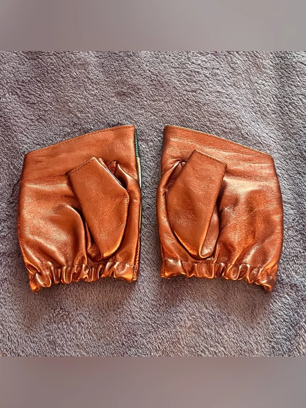 Elisabetta Franchi Pink Blue Gold Silver Metallic Leather Fingerless Gloves 7